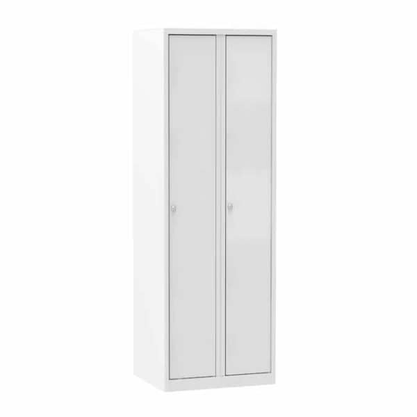 Witte 1-deurs garderobekast metaal Basic+ 2 kolommen