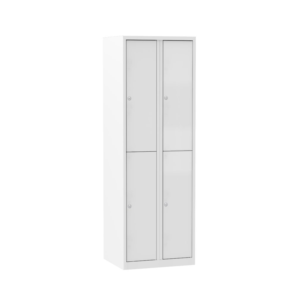 Witte 2-deurs garderobekast metaal 2 kolommen