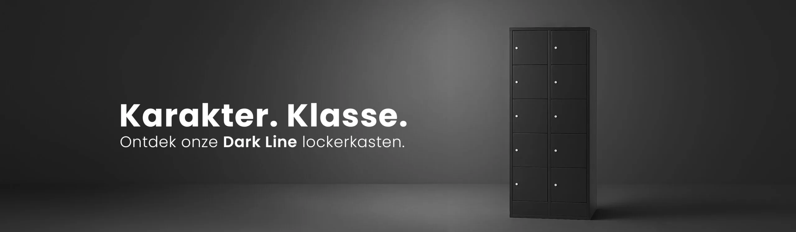 Zwarte metalen Dark Line lockerkasten in een modern kantoor of sportomgeving