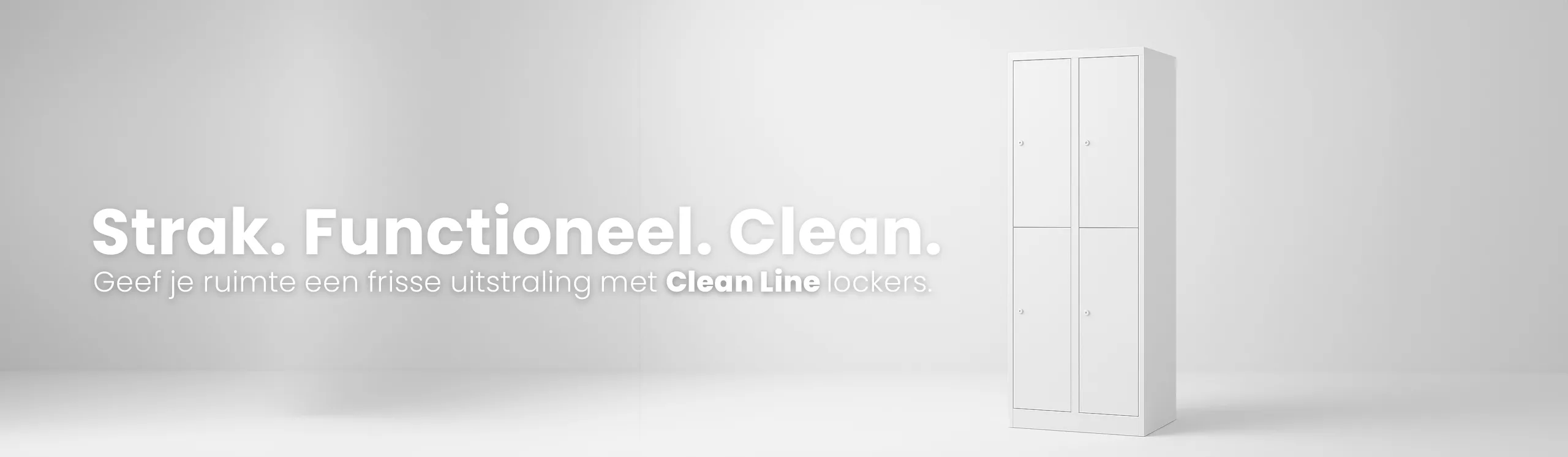 Metalen Clean Line / Witte lockerkasten in een industriële ruimte met witte deuren en ventilatieopeningen