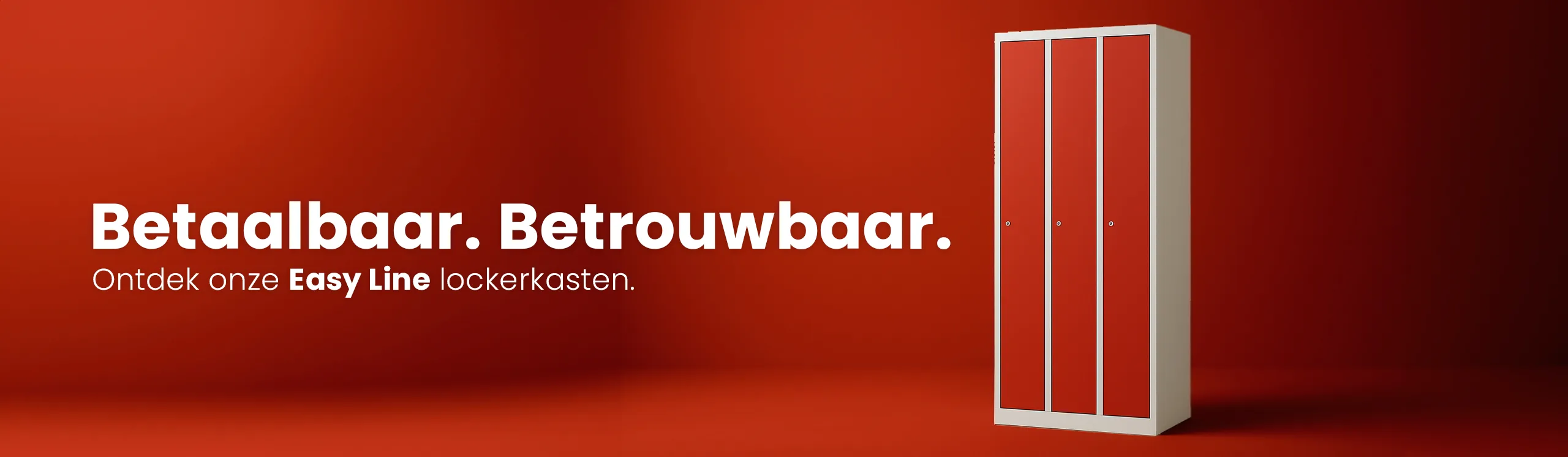 Metalen Easy Line lockerkasten met rode deuren in een ruimte