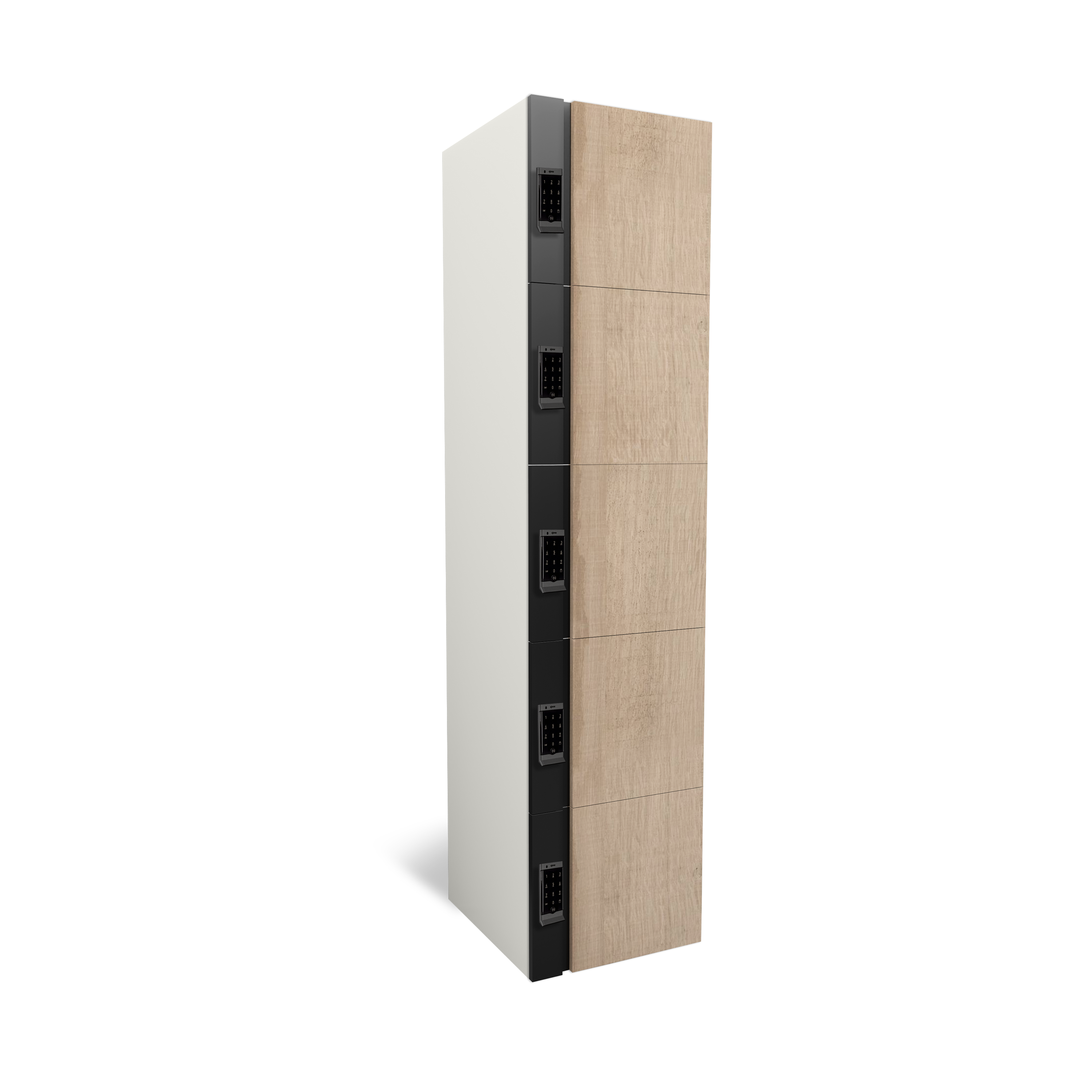 Futura Office - 5-deurs houten lockerkast met native oak light decor.
